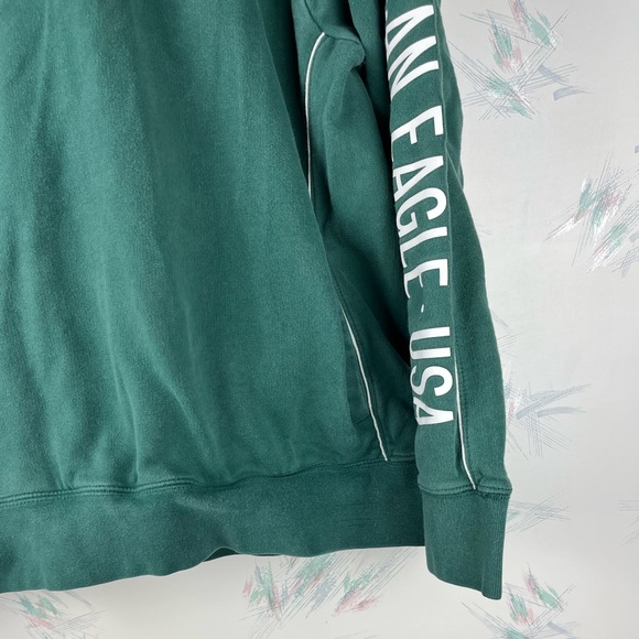American Eagle Outfitters Mens Long Sleeve Hoodie Jacket Green Logo Large - Picture 3 of 11
